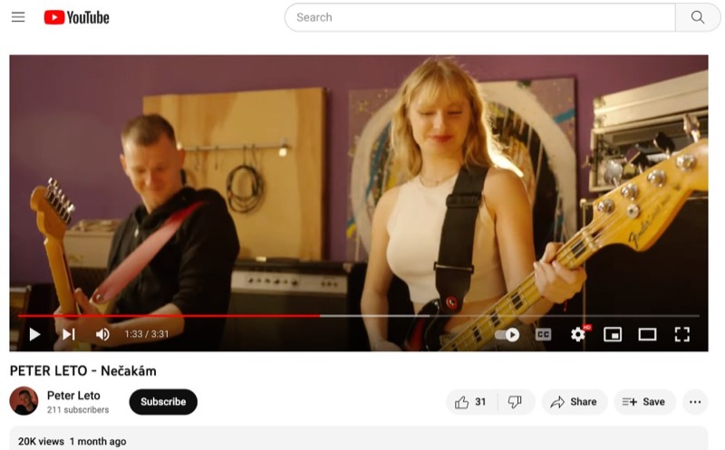 Peter Leto’s music video on YouTube